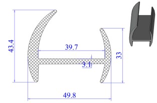 Ron cao su EPDM chữ H  49.8x43.4x39.7