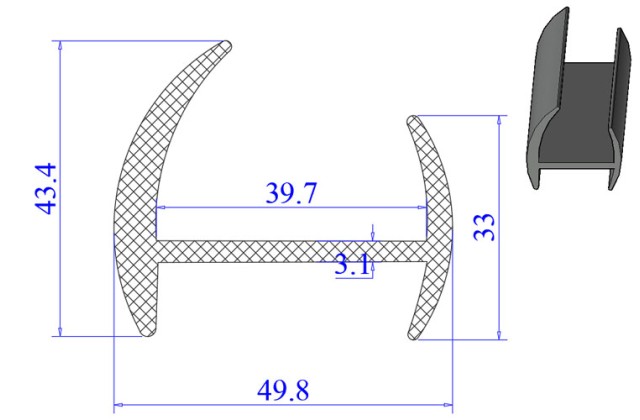 Ron cao su EPDM chữ H  49.8x43.4x39.7