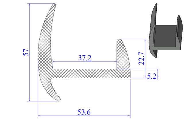 Ron cao su EPDM chữ H  53.6x57x37.1