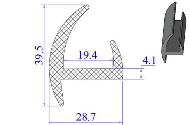 Ron cao su EPDM chữ H  28.7x39.5x19.4