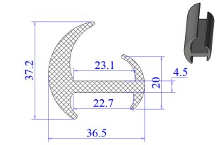 Ron cao su EPDM chữ H  36.5x37.2x23.1