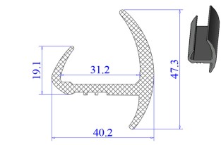 Ron cao su EPDM chữ H  40.2x19.1x31.2