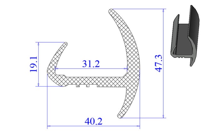 Ron cao su EPDM chữ H  40.2x19.1x31.2