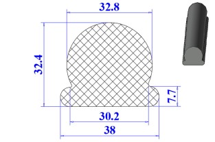 Ron cao su EPDM chữ D 38x32.4x7.7