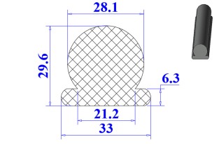 Ron cao su chữ D 33x29.6x6.3