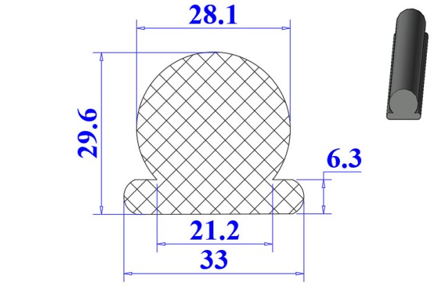 Ron cao su chữ D 33x29.6x6.3