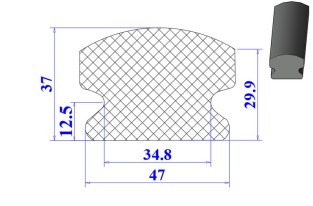 Ron cao su EPDM chữ D 47x37x12.5