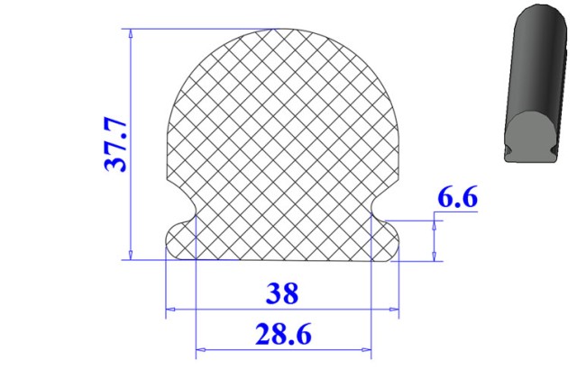 Ron cao su chữ D 28.6x37.7x6.6