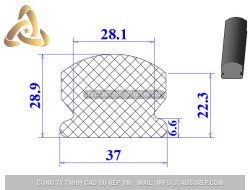 Ron cao su EPDM chữ D 37x28.9x6.6