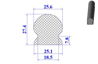 Ron cao su EPDM chữ D 18.5x27.4x7.8