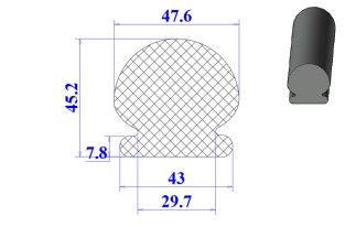 Ron cao su EPDM chữ D 43x45.2x7.8