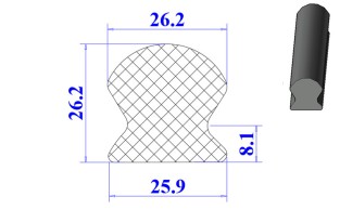 Ron cao su chữ D 25.9x26.2x8.1