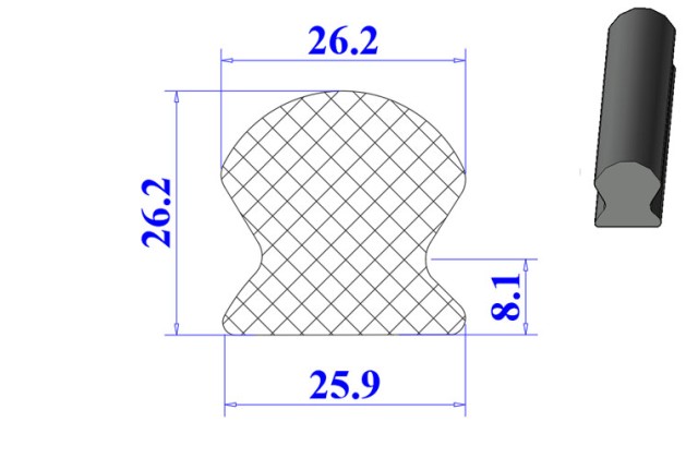 Ron cao su chữ D 25.9x26.2x8.1