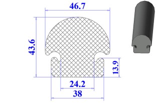 Ron cao su EPDM chữ D 38x43.6x13.9