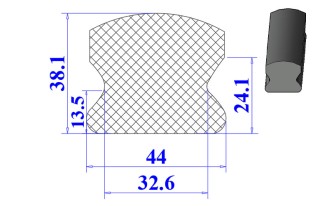 Ron cao su EPDM chữ D 32.6x38.1x13.5