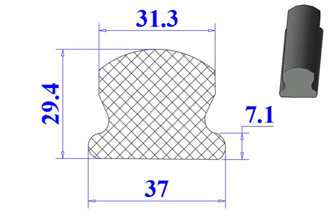 Ron cao su chữ D 37x29.4x7.1