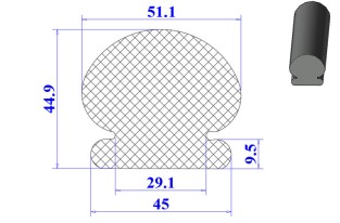 Ron cao su EPDM chữ D 45x44.9x9.5