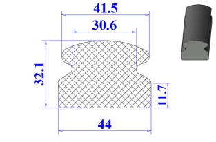 Ron cao su EPDM chữ D 44x32.1x11.7