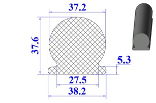 Ron cao su EPDM chữ D 38.2x37.6x5.3