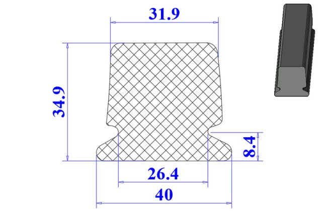 Ron cao su chữ D 40x34.9x8.4