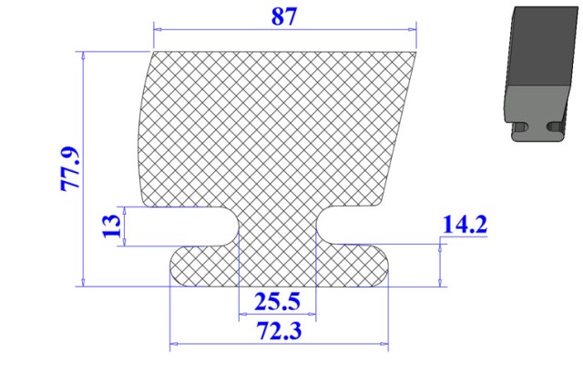 Ron cao su EPDM chữ D 72.3x77.9x14.2