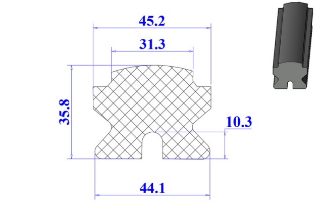 Ron cao su EPDM chữ D 44.1x35.8x10.3