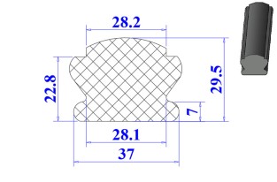 Ron cao su EPDM chữ D 37x22.8x7