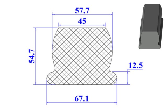 Ron cao su chữ D 67.1x54.7x12.5