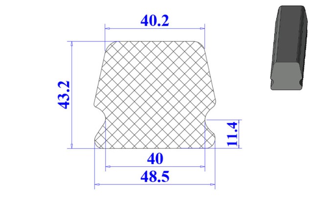 Ron cao su EPDM chữ D 48.5x43.2x11.4