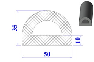 Ron cao su EPDM chữ D 50x35x10