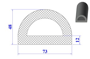 Ron cao su EPDM chữ D 73x48x12