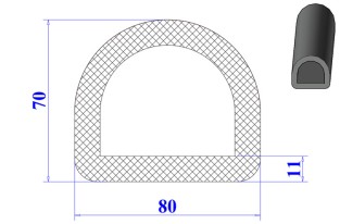 Ron cao su EPDM chữ D 80x70x11