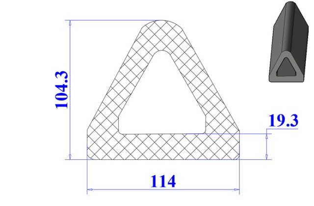 Ron cao su EPDM chữ D 114x104.3x19.3