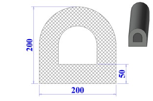 Ron cao su EPDM chữ D 200x200x50