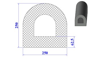 Ron cao su EPDM chữ D 250x250x62.5