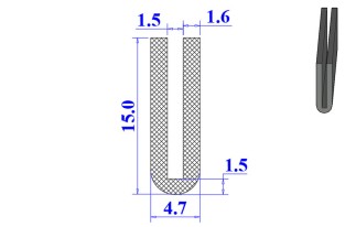 Ron cao su EPDM chữ U 4.7x15x1.5