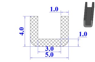 Ron cao su EPDM chữ U 5x4x3