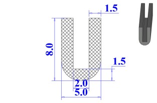 Ron cao su EPDM chữ U 5x8x2