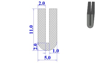 Ron cao su EPDM chữ U 5x11x1