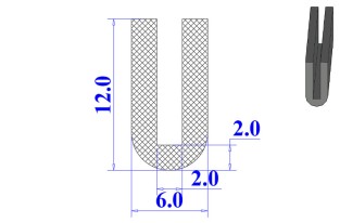 Ron cao su EPDM chữ U 6x12x2