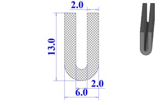 Ron cao su EPDM chữ U 6x13x2