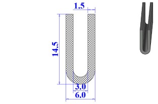 Ron cao su EPDM chữ U 6x14.5x3