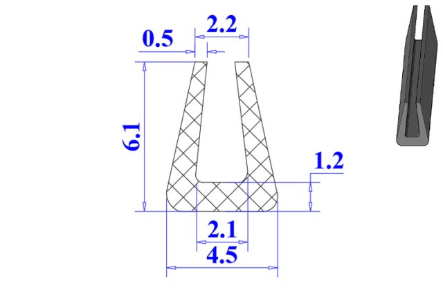 Ron cao su chữ U 4.5x6.1x2.1