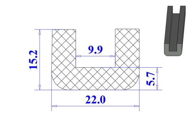 Ron cao su chữ U 22x15.2x9.9