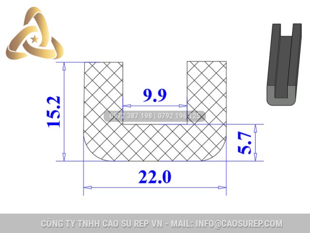 Ron cao su chữ U 22x15.2x9.9 Ron cao su chữ U 22x15.2x9.9