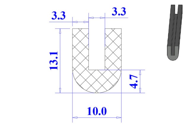 Ron cao su EPDM chữ U 10x13.1x3.3