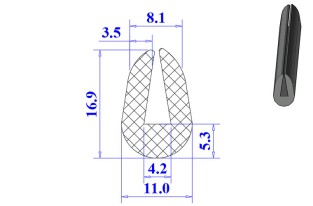 Ron cao su EPDM chữ U 11x16.9x4.2