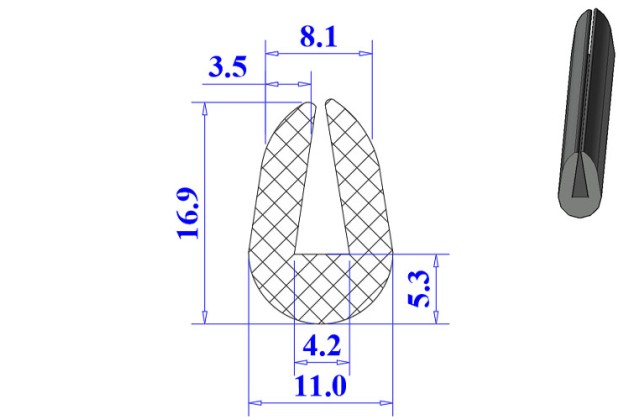 Ron cao su EPDM chữ U 11x16.9x4.2