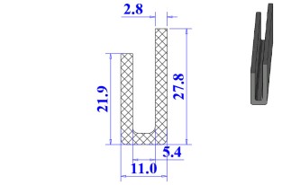 Ron cao su chữ U 11x27.9x5.4