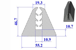 Ron cao su EPDM chữ U 55.2x46.7x10.9